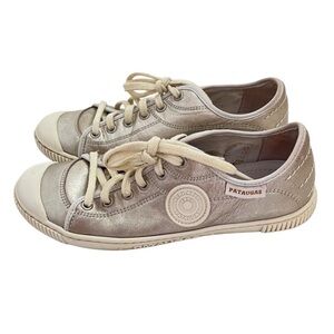 Pataugas‎ Genuine Leather Gold Cream Y2K Style Vintage Low Top Sneakers 36 6